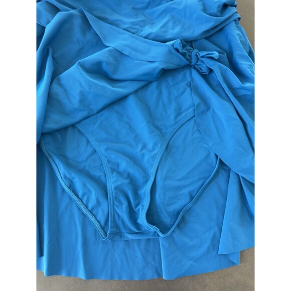 Women's Plus Size Swim Dress Tummy Control Swimsuit Blue size XXL Criss Cross - Picture 10 of 15